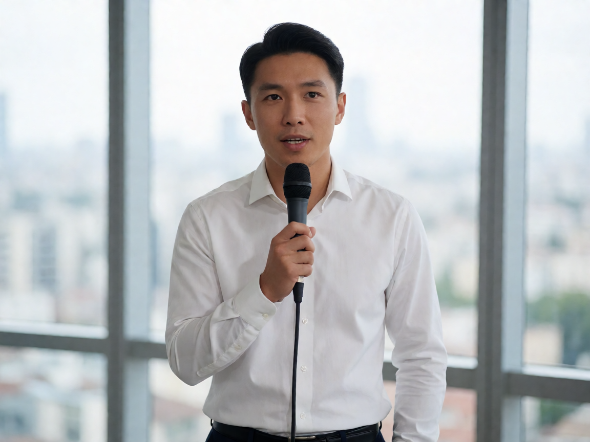 体育新闻资讯拍摄现场，记者正在报道赛事